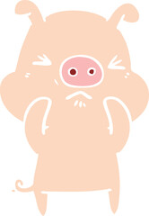 flat color style cartoon angry pig