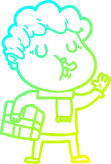 cold gradient line drawing cartoon man singing