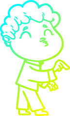 cold gradient line drawing cartoon man pouting