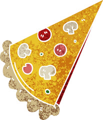 quirky retro illustration style cartoon slice of pizza