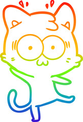 rainbow gradient line drawing cartoon surprised cat