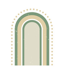 Boho style geometric design elements. Abstract shapes with texture. Modern aesthetic. Green organic wall decor, cover, print, card, branding designs.