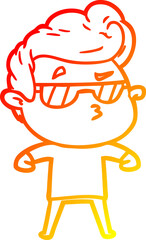 warm gradient line drawing cartoon cool guy