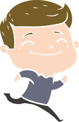 happy flat color style cartoon man