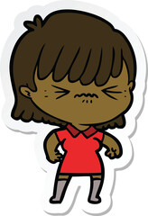 sticker of a annoyed cartoon girl