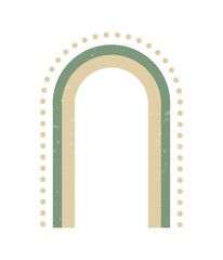 Boho style geometric design elements. Abstract shapes with texture. Modern aesthetic. Green organic wall decor, cover, print, card, branding designs.