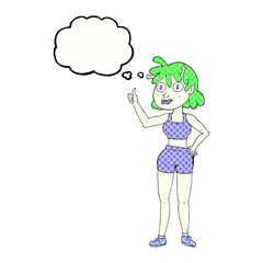 thought bubble cartoon alien gym girl