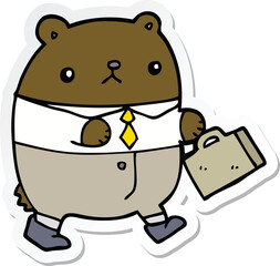 sticker of a cartoon bear in work clothes