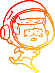 warm gradient line drawing cartoon tired astronaut