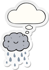 cute cartoon cloud and thought bubble as a printed sticker