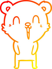 warm gradient line drawing happy cartoon bear