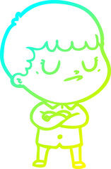 cold gradient line drawing cartoon grumpy boy