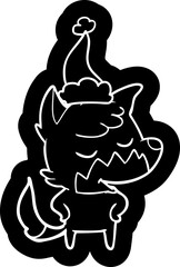 friendly cartoon icon of a fox wearing santa hat