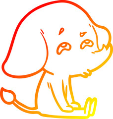 warm gradient line drawing cartoon elephant remembering