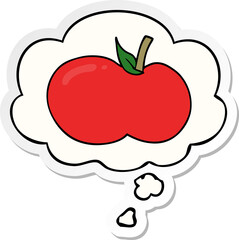 cartoon apple and thought bubble as a printed sticker