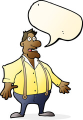 cartoon shocked man with speech bubble
