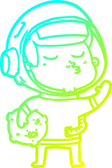 cold gradient line drawing cartoon confident astronaut