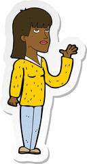 sticker of a cartoon woman explaining