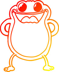 warm gradient line drawing cartoon frog