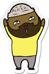 sticker of a cartoon happy bearded man