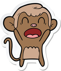 sticker of a shouting cartoon monkey