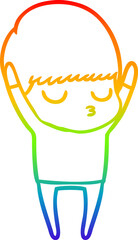 rainbow gradient line drawing cartoon calm boy