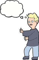 cartoon shocked man with thought bubble