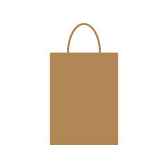 Shopping bag icon isolated on white background. Paper bag for products. Beige shopping bag illustration. Package icon