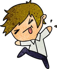 textured cartoon of a kawaii cute boy