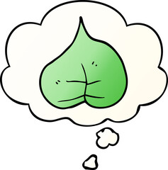 cartoon leaf and thought bubble in smooth gradient style