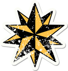 traditional distressed sticker tattoo of a star