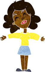 cartoon woman with open arms