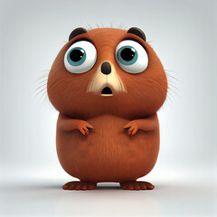 Obraz premium Adorable cartoon baby Beaver character isolated on white background. Generative AI