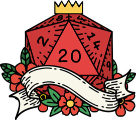 natural twenty D20 dice roll illustration