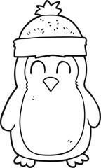 black and white cartoon penguin