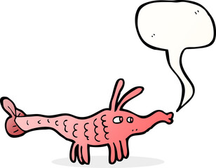 cartoon shrimp with speech bubble