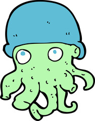 cartoon alien head wearing hat