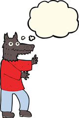 cartoon funny werewolf with thought bubble