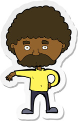 Fototapeta premium sticker of a cartoon man with mustache making camp gesture