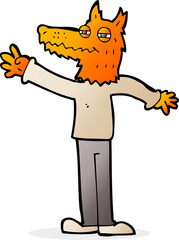 cartoon waving fox