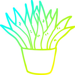 cold gradient line drawing cartoon house plant