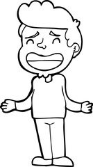 cartoon boy shrugging