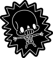 cartoon icon kawaii electrocuted skeleton