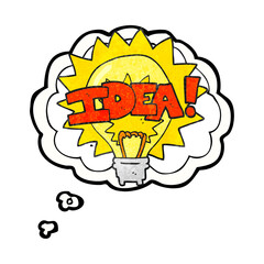 thought bubble textured cartoon idea light bulb symbol