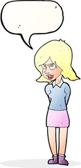 cartoon annoyed woman with speech bubble