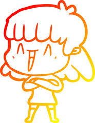 warm gradient line drawing cartoon woman