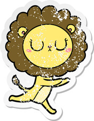 distressed sticker of a cartoon running lion
