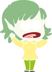 flat color style cartoon shocked elf girl