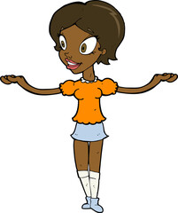 Obraz premium cartoon woman with arms spread wide