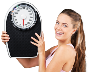 Portrait of a Fit Woman Holding a Weight Scale